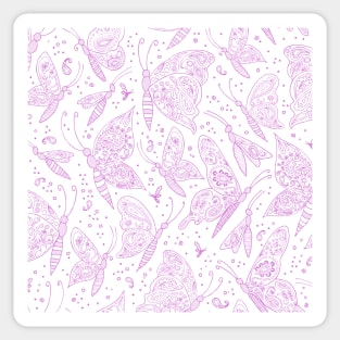 Paisley butterflies white-pink Sticker